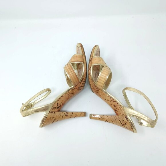 Enzo Angiolini Heels 7 Cork Summer Tan Gold - Picture 7 of 12